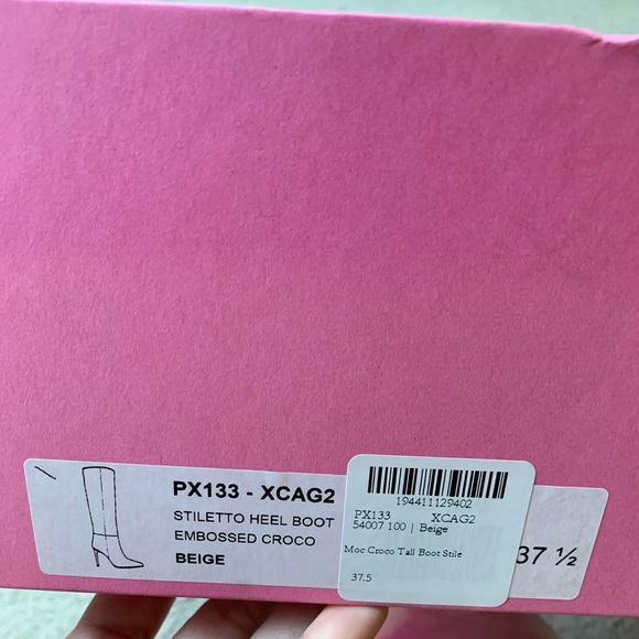Paris Texas Beige Moc Croc Embossed Stiletto Heeled Boot - Picture 4 of 5